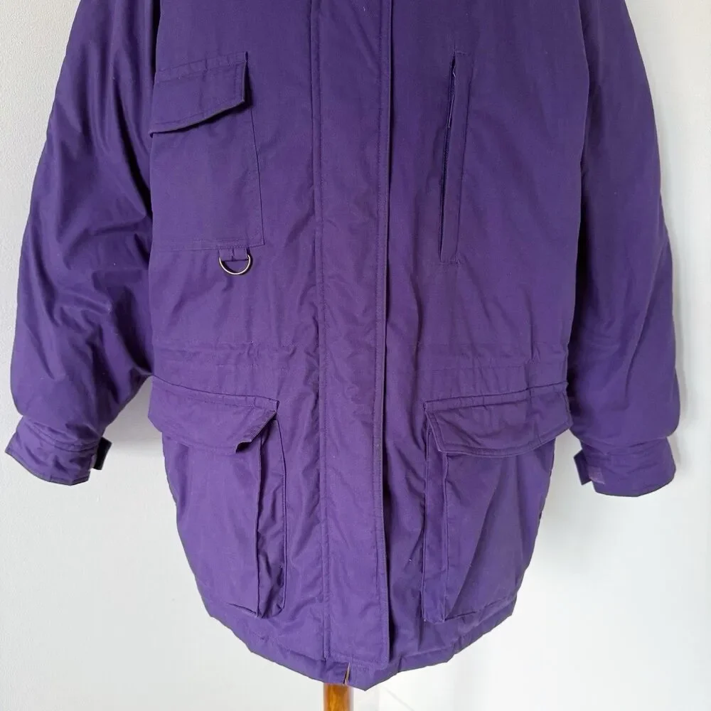Vtg Eddie Bauer Goose Down Snowline Parka Coat Women's Sz XL Dark Purple Puffer